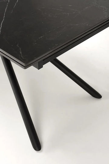 Vitorino Esstisch Ausziehbar Mit Marmoroberfläche Schwarz 160(+60)×90×75cm