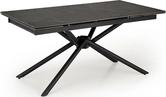 Vitorino Esstisch Ausziehbar Mit Marmoroberfläche Schwarz 160(+60)×90×75cm