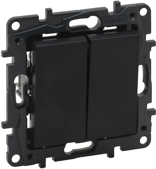 Legrand Niloe Step Recessed Wall Switch Double Without Frame Aller Retour Black