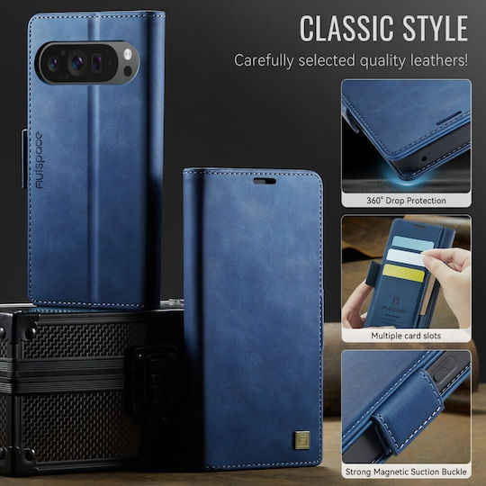 Autspace A11 Retro Wallet Blue Mobile Phone Case for Google Pixel 11 Pro XL