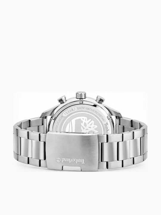 Timberland Stranton Ceas Bărbați 49mm Cronograf Baterie cu Brățară Argintie din Oțel Inoxidabil