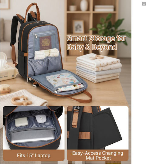 Miss Lulu Wickeltasche Rucksack Schwarze