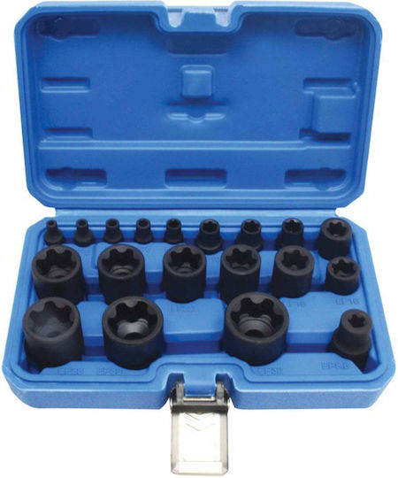 Satra Καρυδάκια Torx με Καρέ Υποδοχής 1/4", 3/8", 1/2" Σετ 19τμχ