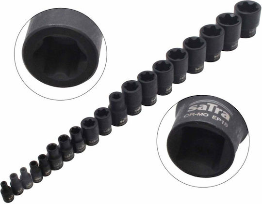 Satra Καρυδάκια Torx με Καρέ Υποδοχής 1/4", 3/8", 1/2" Σετ 19τμχ
