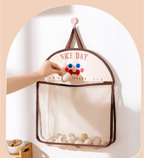 Fabric Hanging Storage Bag for Socks / Underwear in Brown Colour 40x10x44cm