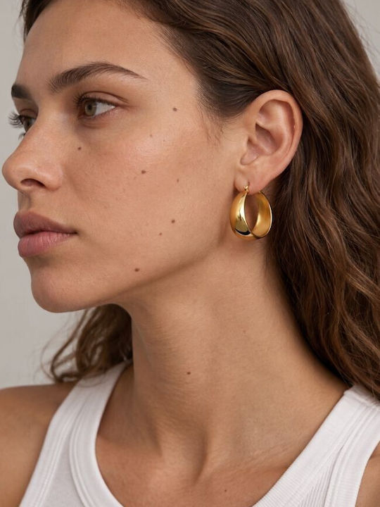 Bold Arch Golden Chunky Hoops Gold Large Hoops Stainless Steel