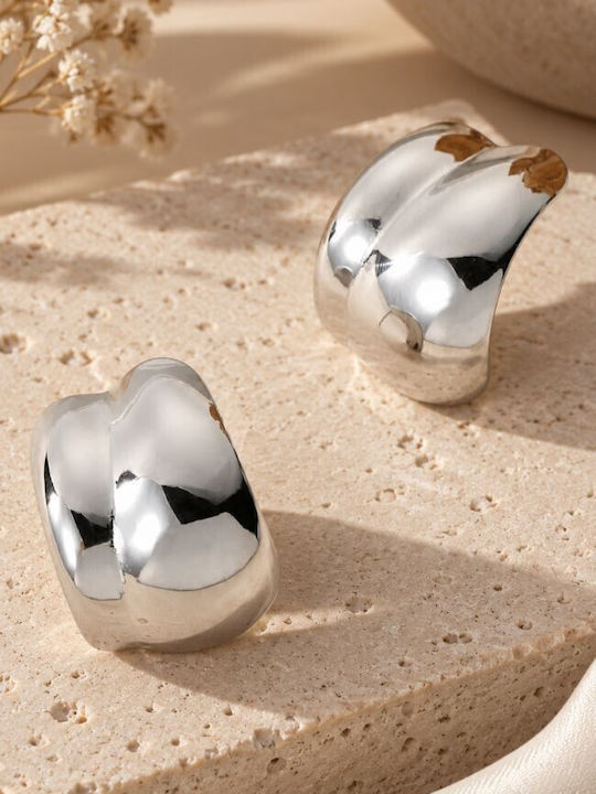 Mirage Double Arc Silver Earrings Stainless Steel