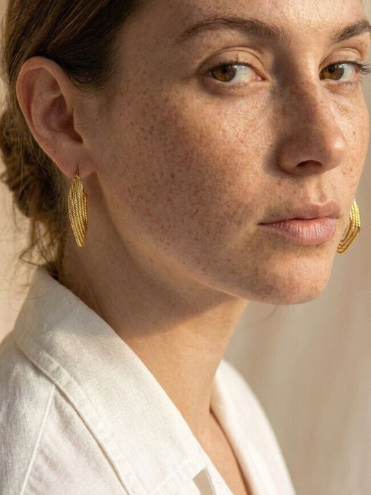 Oceana Bold Huggies Steel Earrings Gold Golden Classic