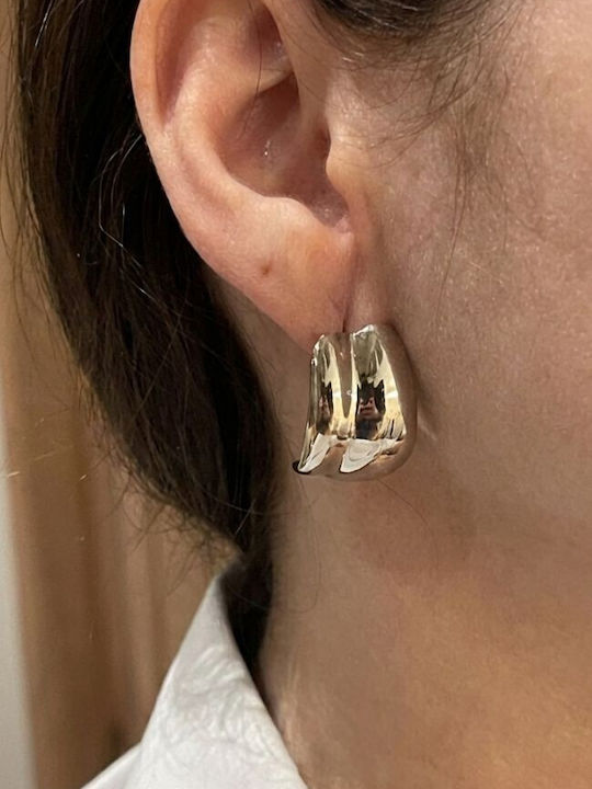 Mirage Double Arc Silver Earrings Stainless Steel