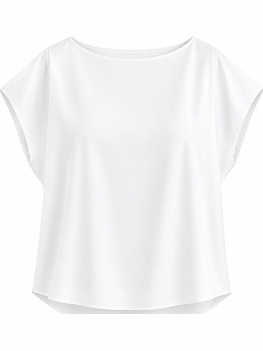 Damen Bluse Kurzärmelig Weiß