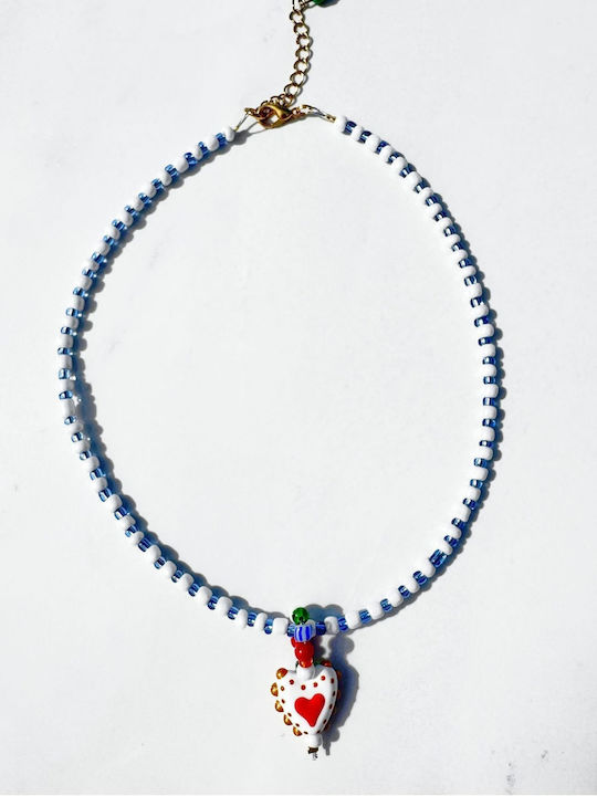 Kaleido Necklace With Heart Design Blue