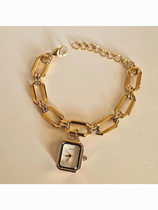 Women's Watch Battery with Stainless Steel Bracelet Gold/White
