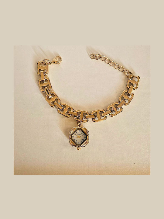 Women's Watch Battery with Stainless Steel Bracelet Gold/White