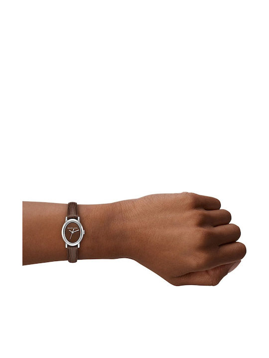 Maude Womens Watch 24mm Battery with Brown Leather Strap