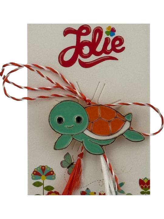 Martisor Pentru Copii Jolie Material Metalic Ambalaj Din Carton Design Brosa Dimensiune Aproximativ 2x2 Cm Model Țestoasă Multicolor