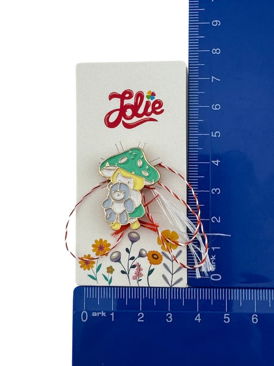 Martisor Pentru Copii Jolie Material Metalic Ambalaj Carton Design Brosa Dimensiune Aproximativ 2x2 Cm Design Ciupercă Ursuleț Multicolor