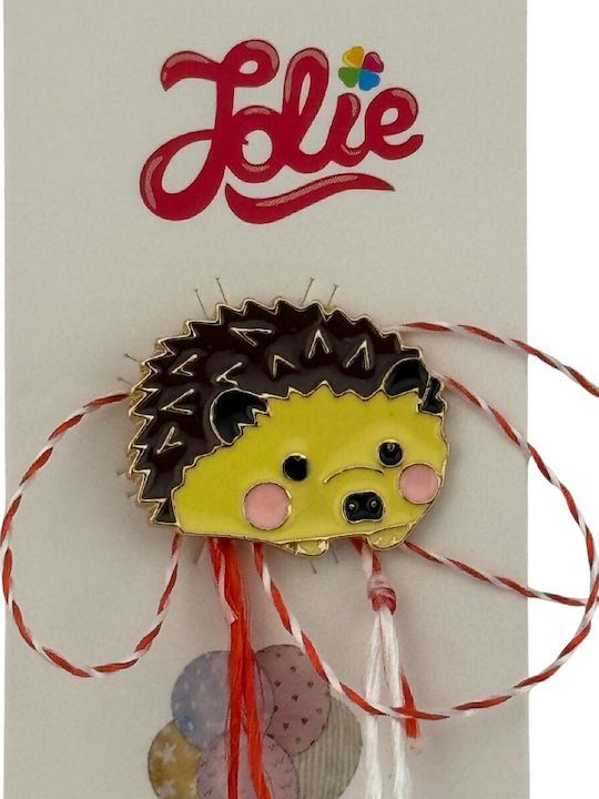 Martisor Pentru Copii Jolie Material Metalic Ambalaj Din Carton Design Brosa Dimensiune Aproximativ 2x2 Cm Model Arici Multicolor