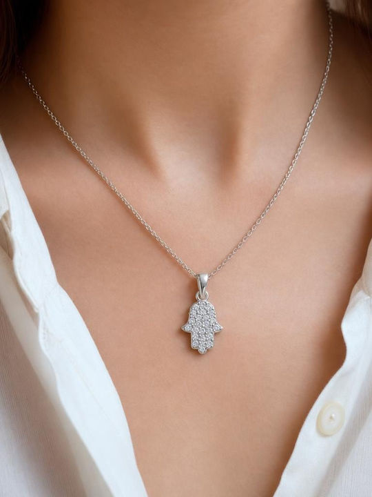 Charm Χέρι Φατιμέ από Ασήμι με Ζιργκόν