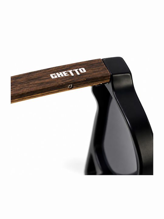 Unisex Sunglasses Black & Natural Wood