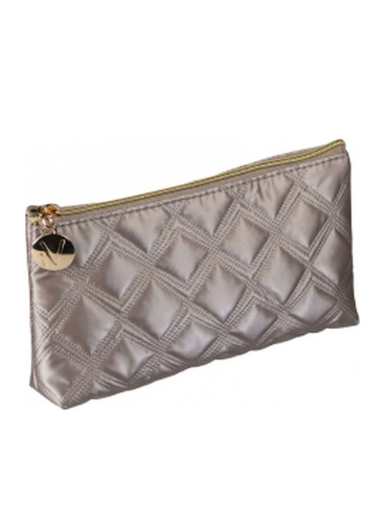 Inter-vion Gold & Black Small Quilted Toiletry Bag Gold