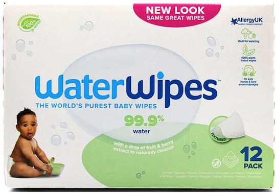 WaterWipes Pampers Baby-Feuchttücher mit 99% Wasser ohne Alkohol & Parabene 12x60 Stück