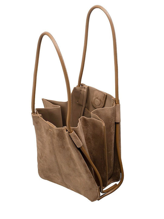 Γυναικεία Tote Τσάντα Suede Taupe