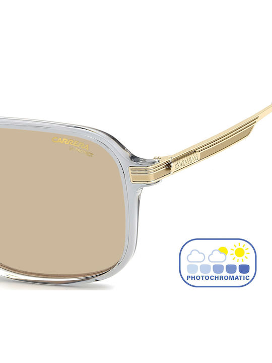 Carrera Men's Sunglasses with Transparent Horn-Rimmed Frame and Grey Lens
