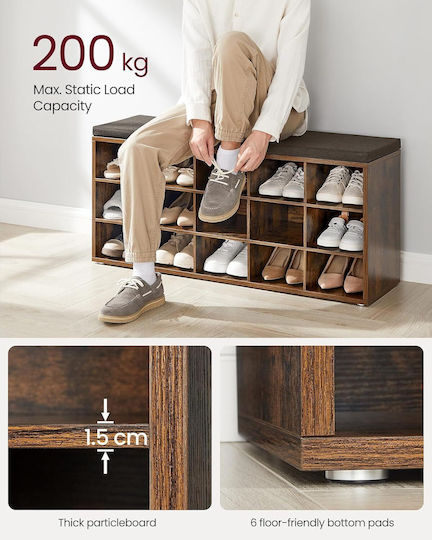 Mobilier Hol cu Pantofar și Bancă Rustic Brown 105x30x48cm