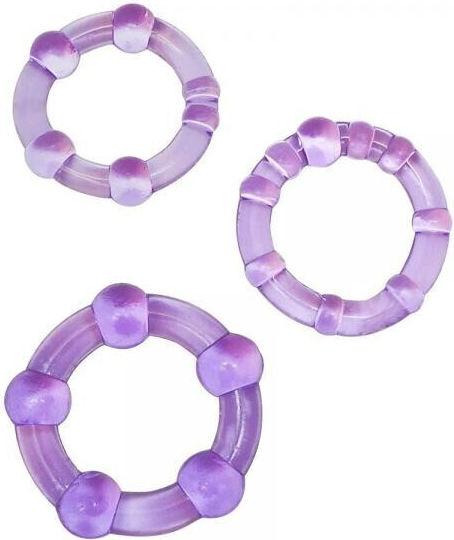 Set of 3 Cock Rings – Delay Ejaculation & Erection Support Purple