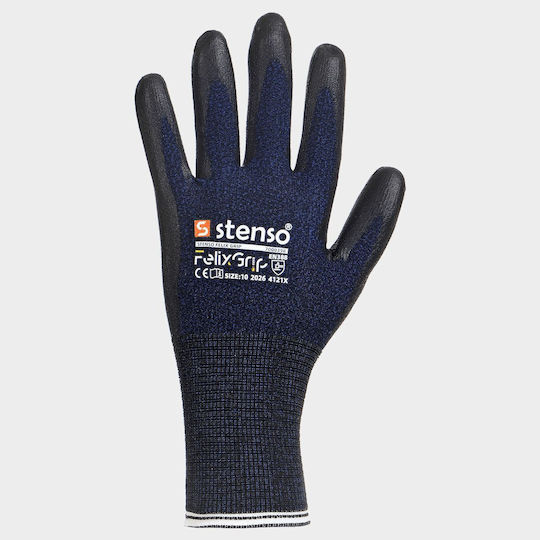 Stenso Touchscreen Waterproof Safety Gloves Navy Blue Nitrile
