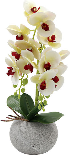 Keskor 22304-1 Künstliche Blumenkomposition Orchidee 14x42 Ecru Bordeaux Kunststoff Pflanzkübel