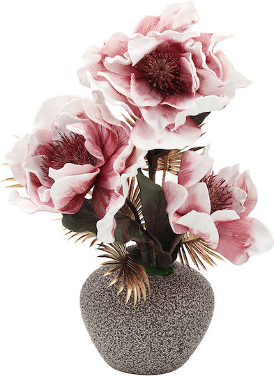 Kunstblumenstrauß Pfingstrose Typ F18x50 cm Burgundische Weiße Keramiktopf