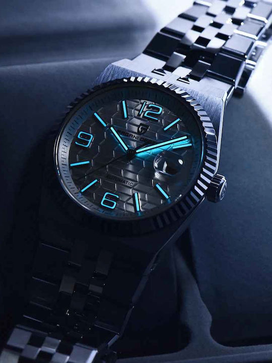 Pagani Design Ανδρικό Ρολόι 40.5mm Αυτόματο με Ατσάλινο Μπρασελέ Sky Blue