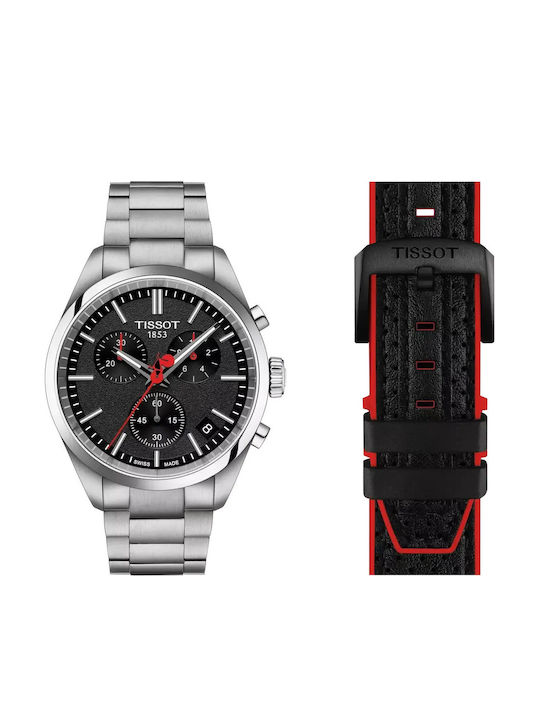Tissot Pr 100 Herrenuhr Chronograph Batterie mit Silber Metallarmband