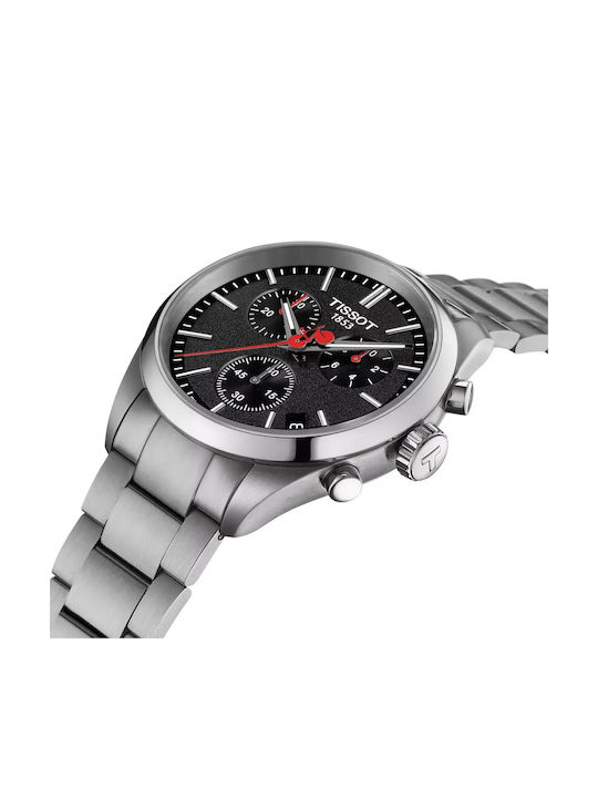 Tissot Pr 100 Herrenuhr Chronograph Batterie mit Silber Metallarmband