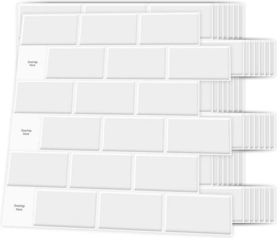 Panouri Decorative 3D Autoadezive / Cu Adeziv Albe 30x30cm 10 Buc