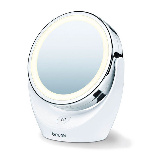 Beurer Schminkspiegel Tischgerät mit Licht Zoom x5 11cm Silber