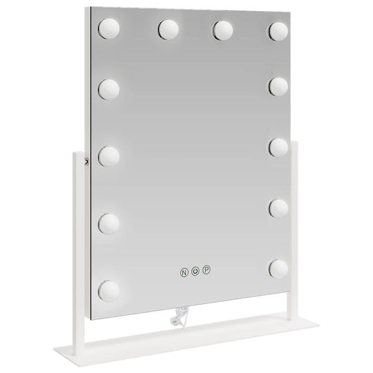 vidaXL Makeup Mirror Tabletop with Light 44x53cm White