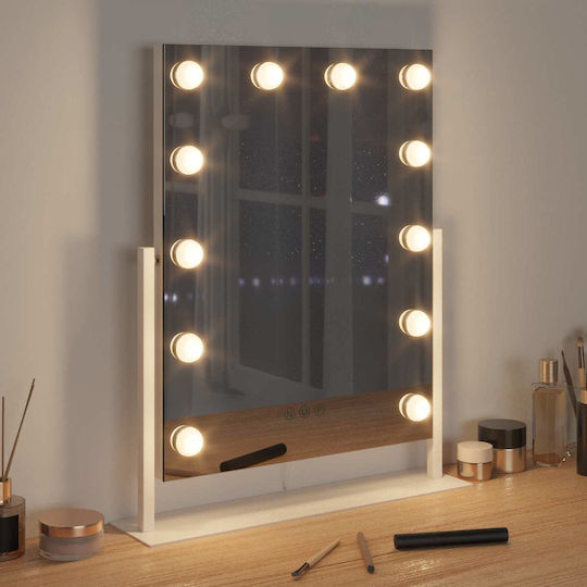 vidaXL Makeup Mirror Tabletop with Light 44x53cm White