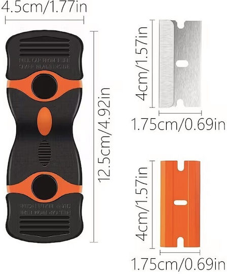 Multifunctional Scraper Cleaning Glass Ceramic Flippy Ergonomic Design Non-slip Handle Includes 20 Replacement Blades 12.5 X 4.5 Cm Orange