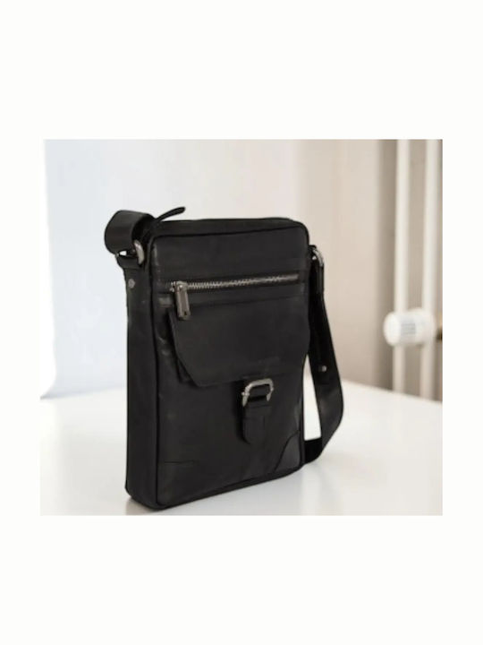 Leather Men's Shoulder / Crossbody Bag Black