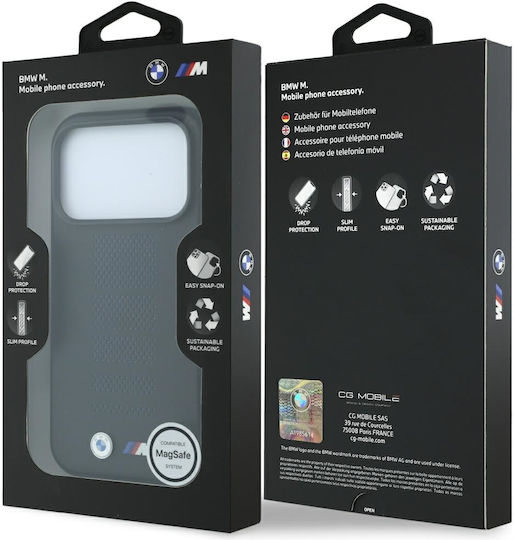 BMW M Blau Perfo Metall Logo Magsafe Handyhülle iPhone 18 Pro / 17 Pro Schwarz