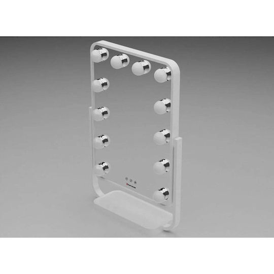 Humanas Makeup Mirror Tabletop with Light 11x11cm White