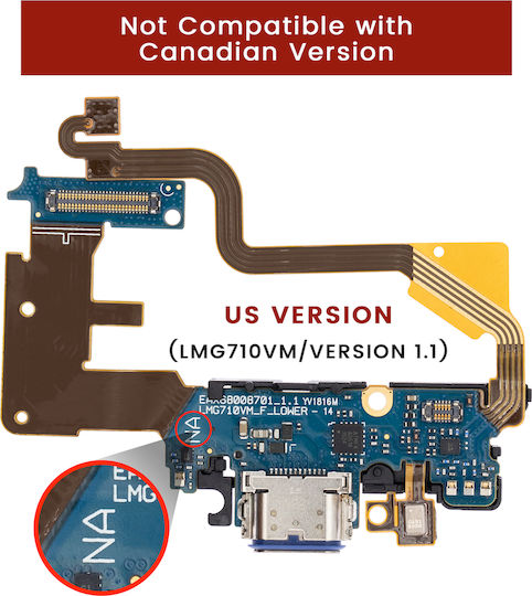 Charging Port Flex Cable Lg G7 Thinq Us Version Lmg710vm Version 1.1