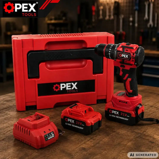 Opex Tools OPX28037 Акумулаторен Двигател за Бормашина Brushless 21V 2x3Ah