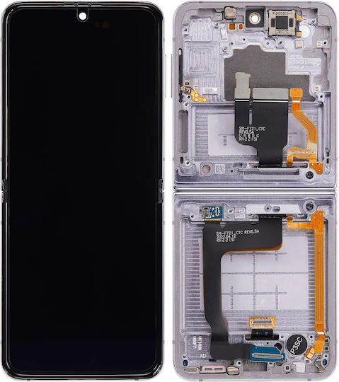 Innen-OLED-Baugruppe mit Rahmen für Samsung Galaxy Z Flip 4 5G US- und Internationale Version Aftermarket Plus Bora Lila
