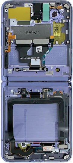 Inner Oled Assembly mit Rahmen Samsung Galaxy Z Flip 4g F700 Service Pack Spiegel Lila