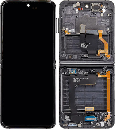 Вътрешен OLED модул с рамка Съвместим със Samsung Galaxy Z Flip 4 5G F721 US и международна версия aftermarket графитен
