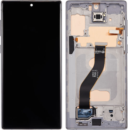 Lcd Assembly Frame Without Fingerprint Sensor Samsung Galaxy Note 10 Us & International Aftermarket Incell Aura Glow Silver