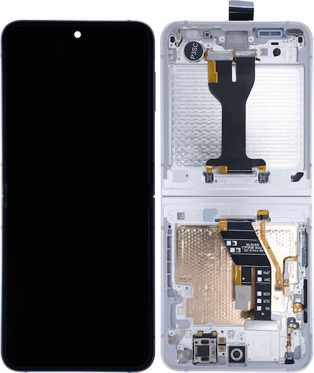 Innen-OLED-Baugruppe mit Rahmen Samsung Galaxy Z Flip 7 Fe 5G Service Pack Weiß